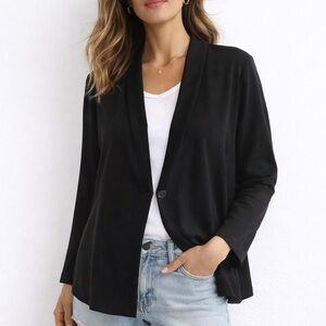 J.Jill Wearever Collection Black One Button Cardigan Petite L